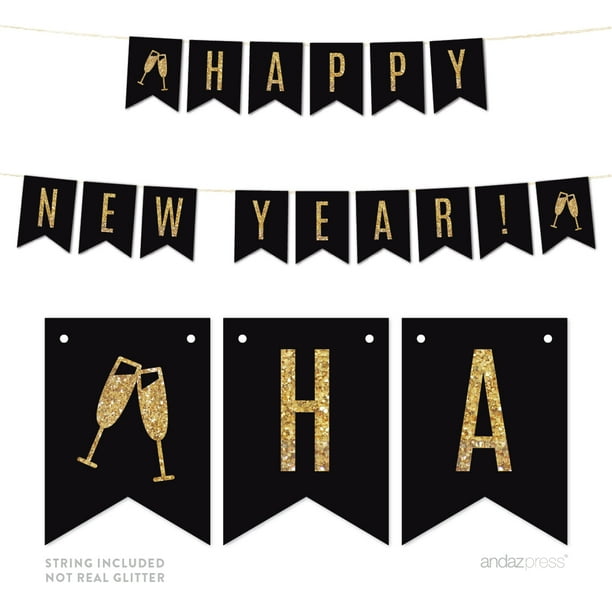 Happy New Year Holiday Party Decoration Glitter Jointed Letter Banner 2 COLORS Happy New Year Holiday Party Decoration Glitter Jointed Letter Banner 2 COLORS